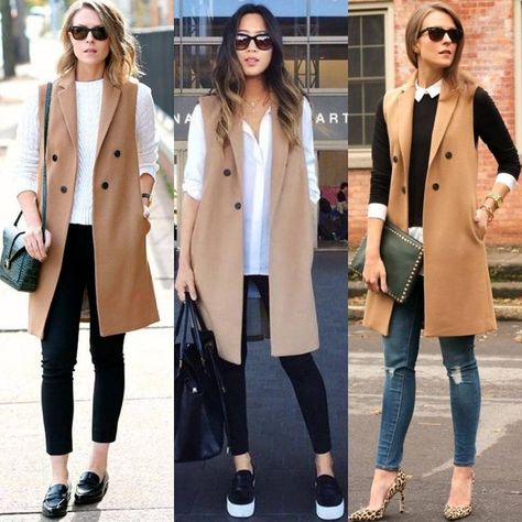 Long Vest Outfit Fall, Sleeveless Coat Outfit, Sleeveless Blazer Outfit, Long Vest Outfit, Western Winter Outfits, Fall Vest Outfits, Western Winter, Vest Outfits For Women, Look Office