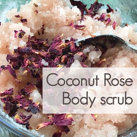 Rose Body Scrub, Coconut Oil Body Scrub, Body Scrub Recipe, Aromatherapy Recipes, Lip Scrub Diy, Homemade Scrub, Rose Body, Diy Body Scrub, Diy Scrub