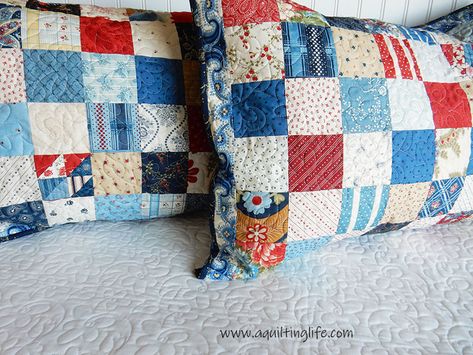 Diy Pillow Shams, Simple Quilting, Quilt Pillow Case, Quilted Pillow Sham, A Quilting Life, Churn Dash Quilt, Charm Square Quilt, Quilted Pillow Covers, Quilted Pillow Shams