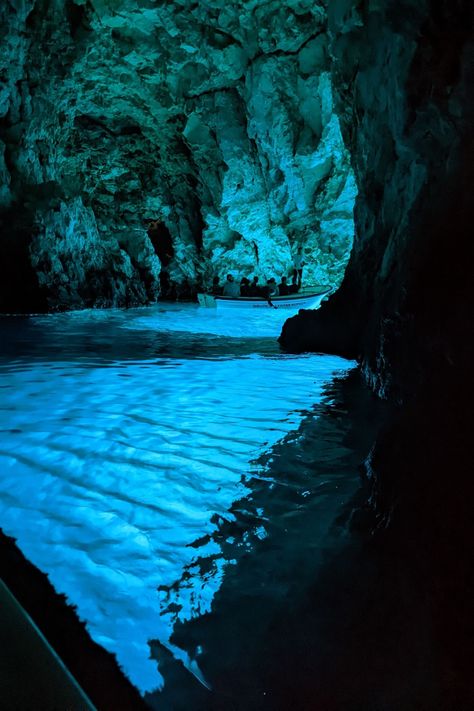 Blue Cave, Bisevo Island, Croatia. Venturing into the famous Blue Cave is a must when island hopping from Split. The stunning blue is created by sunlight coming in through an opening under the water and reflecting off the bottom. You simply must see it! This is one of 21 amazing things to do when you're in Split, Croatia. Click to find out more. Blue Cave, Croatian Islands, Croatia Travel Guide, Under The Water, Split Croatia, Travel Wishlist, Croatia Travel, Dream Travel Destinations, Wonderful Life