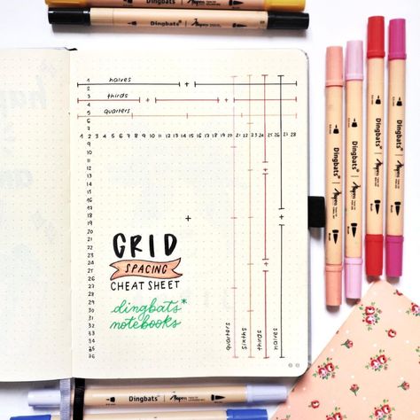 Dingbats* Notebooks on Instagram: “Here's our grid spacing cheat sheet #dingbatsnotebooks” Bujo Cheat Sheet, Bujo Grid Spacing Cheat Sheet, Bujo Grid Spacing, Grid Spacing Bullet Journal, Bullet Journal Grid Spacing, Bullet Journal Grid, Cheet Sheet, 2024 Journal, Bujo Ideas