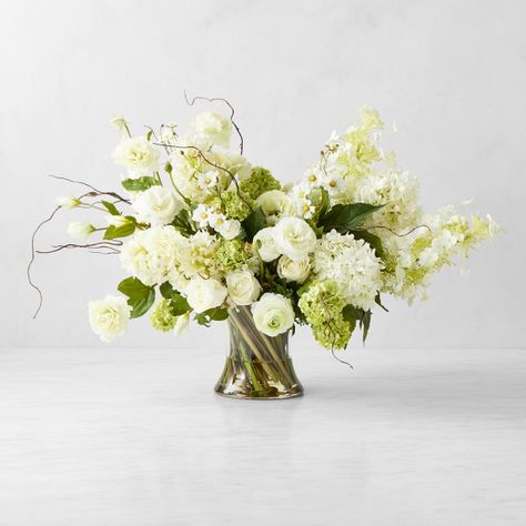 Order + Send Flower Bouquets: Rose Petals & Bouquets | Williams Sonoma Hydrangea White, Rose Floral Arrangements, White Floral Arrangements, White Flower Arrangements, Hydrangea Arrangements, White Ranunculus, Spring Floral Arrangements, Harbor Springs, Faux Hydrangea