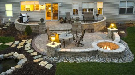 Kid-Friendly Paver Patio: Design Considerations #garden #home #design #kidfriendly #paverpatio Patio And Fire Pit, Patio With Fire Pit, Patio Pavers Design, Patio Fire Pit, Fire Pit Patio, Have Inspiration, Outside Ideas, Paver Patio, Deck Patio