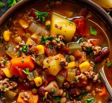 Crockpot Cowboy Soup Hearty Cowboy Crockpot Soup, Crockpot Texas Cowboy Stew, Slow Cooker Cowboy Soup, Crockpot Cowboy Soup Recipes, Cowboy Crockpot Soup, Crockpot Cowboy Stew, Cowboy Soup Crockpot, Cowboy Crockpot, Pork Sausage Soup