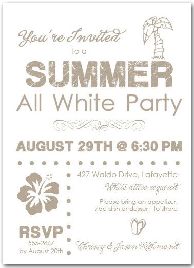 All White Attire, White Party Invitations, Sangria Party, Summer Solstice Party, White Party Theme, School Function, Bbq Party Invitations, White Attire, Dj Photo