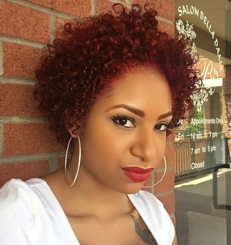 reddish brown natural hair Black Woman Red Hair, Redish Brown Hair, African American Hair Color, Reddish Brown Hair Color, Hair Color Brown Chestnut, Cinnamon Hair Colors, Reddish Brown Hair, Short Curly Styles, Chestnut Brown Hair