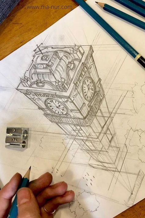 Two Way Perspective Drawing, Three Point Perspective Drawing Sketches, Architecture Drawings Aesthetic, Perspective Art Aesthetic, Liner Perspective Drawing, Architecture Drawing Techniques, Creative Perspective Drawing, Perspective Three Point, One Point Perception Drawing