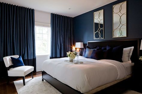 Drawing Rules, Navy Blue Bedroom Walls, Dark Blue Bedroom Walls, Blue Curtains Bedroom, Nice Furniture, Navy Bedrooms, Blue Bedroom Walls, Dark Blue Bedrooms, Navy Blue Bedrooms