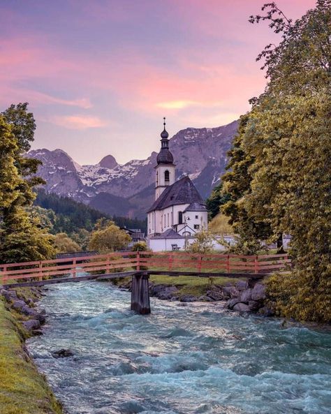 The Alps France, German Village Aesthetic, Bavarian Alps Germany, Bavarian Countryside, Alpine Cottage, German Landscape, Germany Landscape, German Town, Bavarian Alps