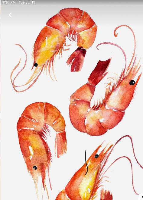 Seafood Art, Watercolor Food Illustration, Food Watercolor, Watercolor Food, Food Painting, 수채화 그림, Arte Sketchbook, Watercolor Trees, Food Drawing