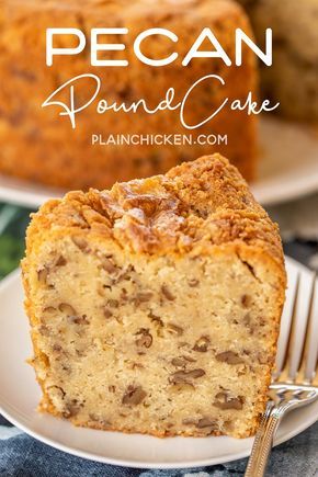 Butter Pecan Pound Cake Recipe, Pond Cake, Pecan Pound Cake, Whipped Cream Cake, Cream Plain, Southern Pound Cake, Fresh Whipped Cream, Cake Delicious, Plain Chicken