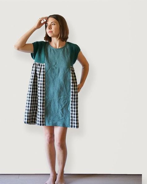 Matchy Matchy Sewing Club, Sewing Vibes, Sewing Womens Tops, Curtain Dress, Dress Hack, Gather Dress, Different Vibes, Sewing Club, Upcycled Dress