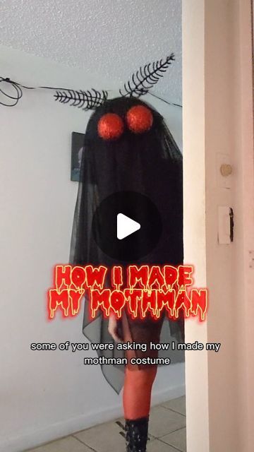 Justine Lucy Canzonetta on Instagram: "Every Halloween All of my mothman videos get a bunch of new engagement ♥️w♥️, I realized I never uploaded the tutorial onto Instagram for how I made the costume so here it is!  Unfortunately this month man costume is no longer with us after a battle with mold when it got wet after a party 😔 But he will rise again! Bigger and better.  . #mothman #mothmancostume #cryptid #halloweenideas #halloweencostume" Cryptid Costume Diy, Moth Man Halloween Costume, Mothman Cosplay Diy, Diy Sasquatch Costume, Diy Cryptid Decor, Baked Potato Costume, Halloween Costumes Diy Women's Creative, Moth Man Costume Diy, Easy Sew Halloween Costumes