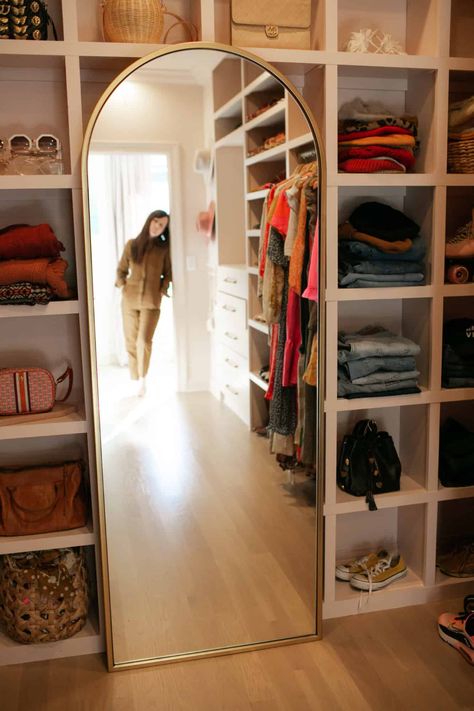 Full Length Mirrors (Splurge + Save) - A Beautiful Mess Mirror In Master Closet, Full Length Mirror In Bathroom Small Spaces, Full Length Mirrors In Bedroom, Full Length Mirror In Closet, Walk In Closet Mirror Ideas, Closet Full Length Mirror, Turn Room Into Closet, Closet With Full Length Mirror, Closet Mirror Ideas