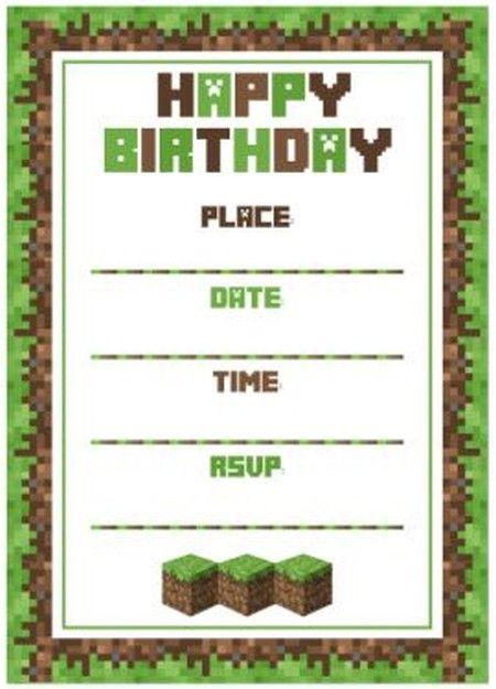 Minecraft birthday party invitation template Minecraft Birthday Party Invitations, Minecraft Party Invitations, Minecraft Birthday Card, Minecraft Party Printables, Minecraft Invitations, Minecraft Birthday Invitations, Invitation Card Birthday, Free Printable Birthday Invitations, Minecraft Birthday Party