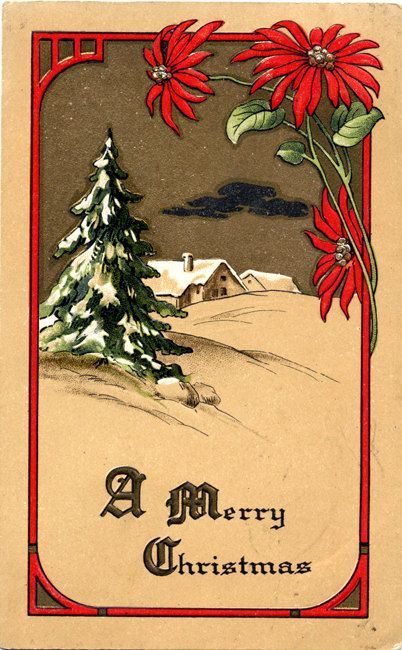 Art Nouveau Merry Christmas Greetings Vintage Postcard. By PostcardBoutique, $6.00: Illustration Art Nouveau, Retro Christmas Cards, Vintage Holiday Cards, Christmas Ephemera, Vintage Christmas Images, Merry Christmas Greetings, Old Christmas, Old Fashioned Christmas, Antique Christmas