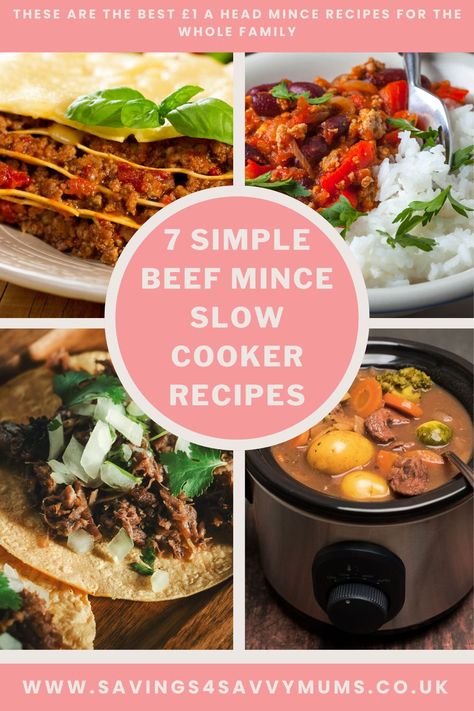 7 Simple Beef Mince Slow Cooker Recipes - Savings 4 Savvy Mums Slow Cooker Mince Recipes, Slow Cooker Minced Beef Recipes, Slow Cooker Minced Beef, Slow Cooker Chilli, Savoury Mince, Small Slow Cooker, Minced Beef Recipes, Slow Cooker Spaghetti, Beef Lasagna