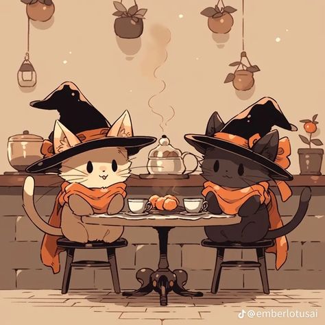 Cat Cute Art, Discord Wallpaper, Chat Kawaii, Halloween Wallpaper Cute, Images Kawaii, Arte Van Gogh, Cute Doodle Art, Cute Little Drawings, Cute Backgrounds