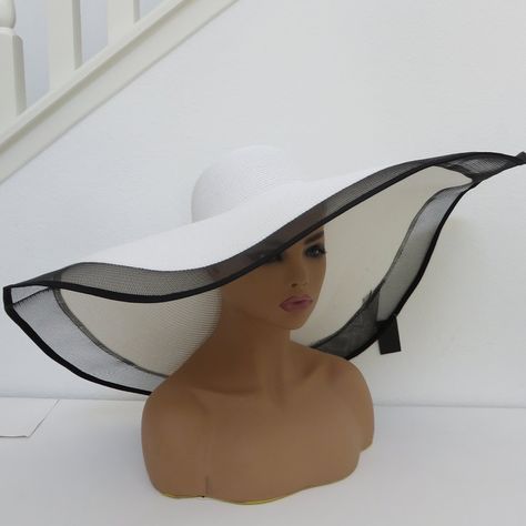 New Without Tags Oversized Beach Hat For Woman, Large Wide Brim Sun Hats Floppy Hat Packable Uv Protection Summer Hats For Ladies Color White / Black Similar Straw Material, Soft Comfortable, Breathable Design. One Size 66% Paper 34% Polyester Brim 9.5" Inches Questions? Leave A Comment Below! Large Brim Hats For Women, Large Sun Hat, Large Hats For Women, Malena Outfits, Big Hats For Women, Fancy Hats Classy, Big Hat Outfit, Big Beach Hat, Oversized Beach Hat