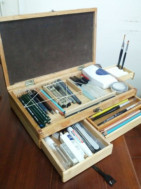 Workspace Studio, Pochade Box, Travel Art Kit, Art Studio At Home, Study Rooms, Art Desk, Diy Wood Projects, Studio Apartment, Wooden Box