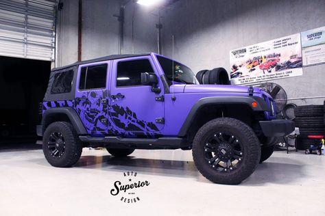 Jeep Wrangler Color Ideas, Wrapped Jeep Wrangler, Purple Jeep Wrangler, Jeep Wrangler Colors, Pink Jeep Wrangler, Best Jeep Wrangler, Purple Jeep, 1997 Jeep Wrangler, Unique Vehicles