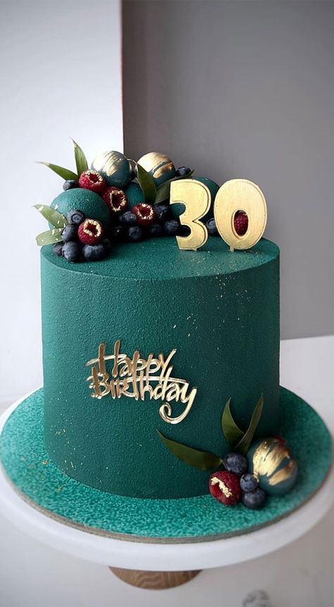 Cake Designs For Men Birthday Ideas, Latest Cake Designs For Men, Dark Green Cake, Pretty Cake Ideas, Cute Cake Ideas, Green Birthday Cake, Latest Cake Design, Green Birthday Cakes, Big Birthday Cake