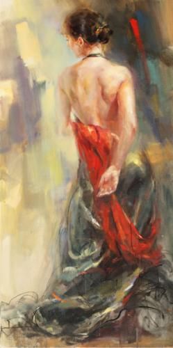 The Red Scarf Anna Razumovskaya, Woman In Red Dress, Painting Of A Woman, Woman In Red, Female Art Painting, Soyut Sanat Tabloları, Alam Yang Indah, Woman Painting, Figure Painting