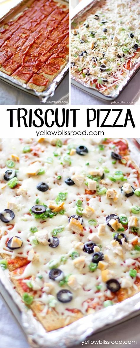 Triscuit Pizza - A healthy snack, lunch, or Game Day appetizer! Triscuit Pizza, Triscuit Recipes, Healthy Superbowl Snacks, Snack Lunch, Homemade Lunch, Game Day Appetizers, Superbowl Snacks, Quick Easy Snacks, Football Food