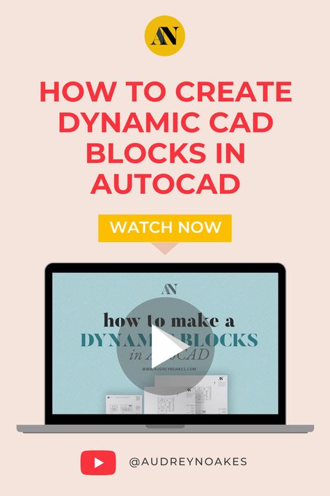 Pin showing screenshot of video tutorial that walks through how to make a dynamic block in AutoCAD Autocad Tips, Drawing Software, Interior Design Drawings, Interior Design Software, Cad Software, Cad Blocks, Interior Design Tips, Design Tips, Autocad