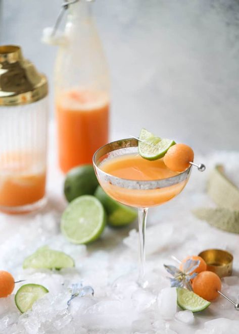 Cantaloupe Daiquiris - Cantaloupe Daiquiri Recipe Cantaloupe Daiquiri, Cantaloupe Cocktail, Cantaloupe Juice, Healthy Cocktail Recipes, Keto Alcohol, Daiquiri Recipe, Rum Cocktail Recipes, Healthy Cocktails, Maraschino Cherries