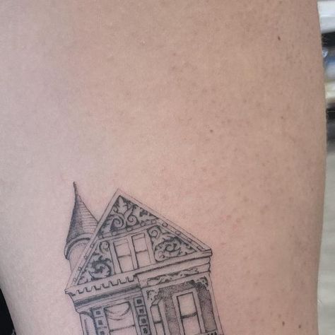 Tiny House Tattoo, Please Tattoo, House Tattoos, San Francisco Tattoo, House Tattoo, San Francisco Houses, Home Tattoo, Tiny Things, Tattoo Inspo