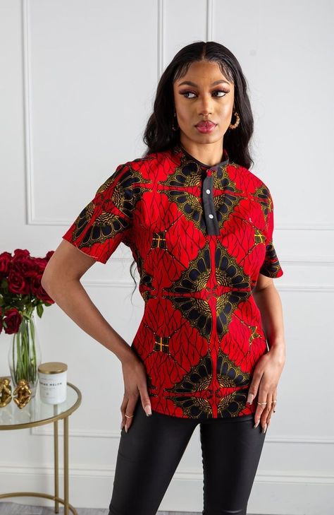 Ankara Shirts Women, African Print Tops For Women, Ankara Blouse, Ankara Tops, Dashiki Shirt, Ankara Skirt And Blouse, African Print Tops, Latest African Men Fashion, African Print Dress Ankara