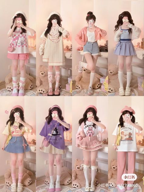 Cute K Fashion, Simple Pastel Outfit, Kawaii Dress Casual, Cute Fashion Style, Kawaii Outfits Summer, Pastel Outfit Ideas Casual, Summer Kawaii Outfits, Kawaii Summer, Japanese Kawaii