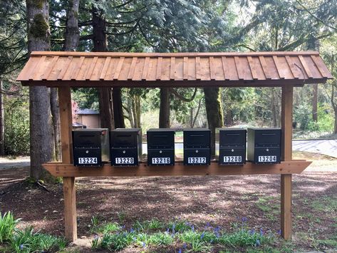 Group Mailbox Ideas, Multiple Mailbox Post Ideas, Multiple Mailbox, Mailbox Post Ideas, Cluster Mailboxes, Mailbox Stand, Mailbox Landscaping, Diy Mailbox, Mailbox Post