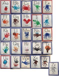 Classroom handprint alphabet chart and student alphabet book. Great to hang as an alphabet chart in your classroom for your students to refer to, giving your students ownership of their learning environment! Peaceful Preschool, Handprint Alphabet, Classroom Alphabet, Abc Crafts, Alfabet Letters, Alphabet Charts, Alphabet Crafts, Preschool Letters, Handprint Crafts