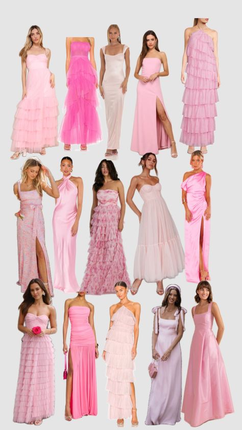 #pink #bridesmaid #bridesmaiddress #pinkbridesmaid #wedding #bridesmaidinspo Pastel Colour Bridesmaid Dresses, Pastel Pink Bridesmaid Dresses, Hot Pink Bridesmaid Dresses, Hot Pink Bridesmaids, Blush Pink Bridesmaid Dresses, Pink Bridesmaid Dresses, Cute Prom Dresses, Garden Party Wedding, Glam Dresses