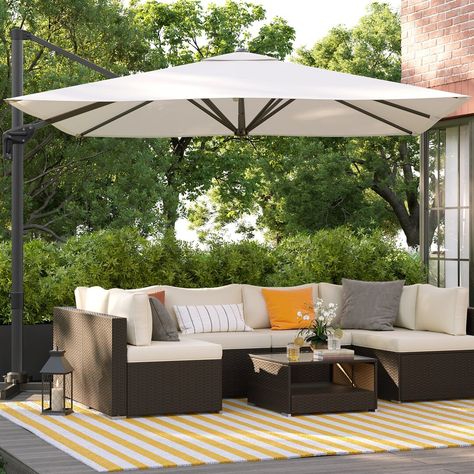 Garden Lounge Area, Poolside Chairs, Poolside Furniture, Patio Layout, Blue Patio, Garden Parasol, Garden Lounge, Beautiful Days, Garden Parasols