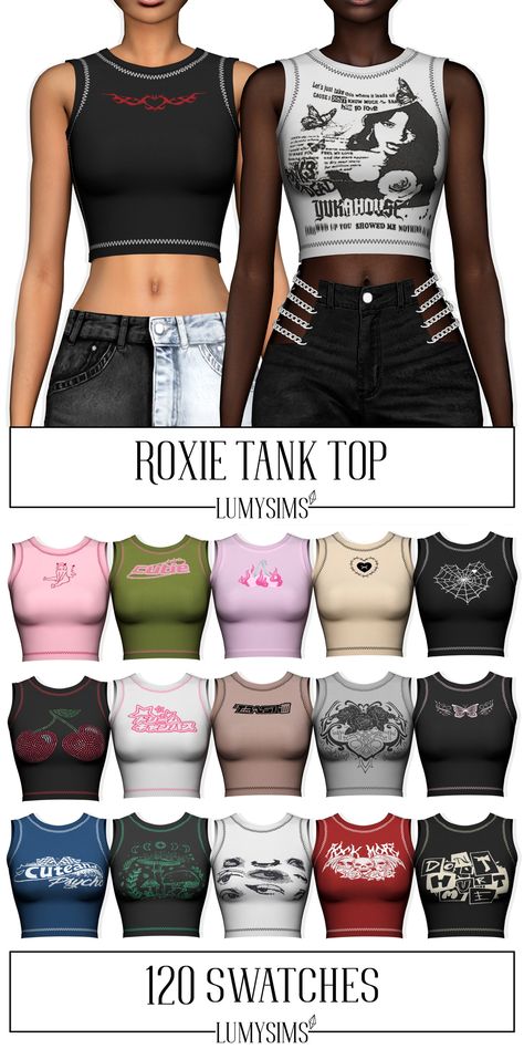 ROXIE TANK TOP | Patreon Ts4 Cc Patreon Clothes, Cc Patreon, Clothes Cc, Sims 4 Tsr, Cc Clothes, Pelo Sims, Free Sims 4, The Sims 4 Packs, Sims 4 Game Mods