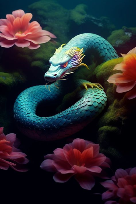 Image White Dragon Art, Dragon Snake, Sea Serpent, White Dragon, Dragon Art, Character Inspo, Fantasy Creatures, Blossom, Mac