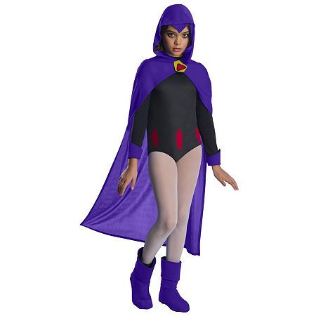 Dress like the evil villain that everyone is sure to love with this Teen Titan Go Movie Girls Raven Deluxe Costume. Sure, you are going to have a bunch of teen crime-stoppers watching your every move and attempt to defeat you, but who cares?! You will be the best dressed at the bash, and we are sure it will be the most original outfit at the bash.# Pieces In Set: 4Recommended Ages: 4 Years And UpMeasurements: 12 Width/Inches, 15 Length/InchesBase Material: 100% PolyesterCare: Hand WashCountry o Teen Titans Raven Costume, Teen Titans Go Movie, Teen Titans Outfits, Titan Go, Raven Halloween Costume, Raven Outfits, Teen Titans Raven, Raven Costume, Teen Titan