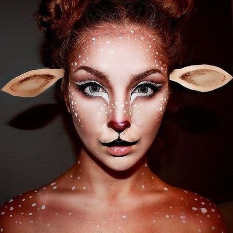 Festival Makeup Tutorial, Fantasy Make-up, Deer Makeup, Festival Makeup Rave, Halloween Make-up Looks, Festival Makeup Glitter, Animal Makeup, Halloween Makeup Ideas, Cool Halloween Makeup