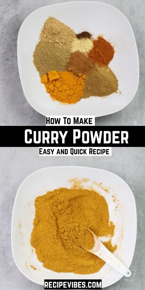 This homemade curry powder is packed full of flavor, easy, and quick to make taking less than 5 minutes to put together. This DIY curry powder is so good you won't go back to store bought. Use for curries, stews, sauces, and many other dishes. Diy Curry Powder, Curry Spice Mix Recipes, How To Make Curry Powder, Mild Curry Powder Recipe, Curry Powder Recipes, Curry Spice Blend, Yellow Curry Powder, Homemade Curry Sauce, Homemade Masala