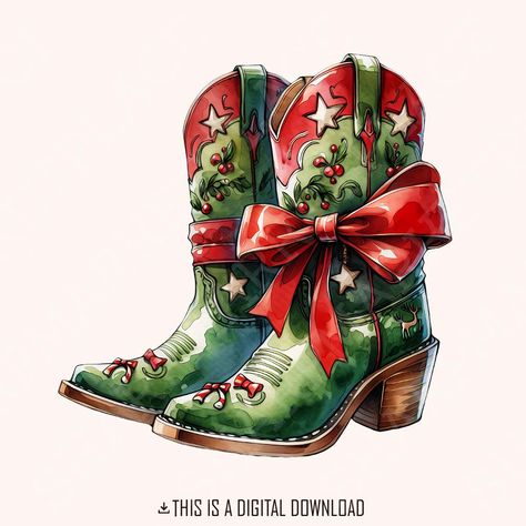 Western Christmas Aesthetic, Western Christmas Svg, Western Christmas Wallpaper, Retro Christmas Images, Western Stickers, Cowgirl Christmas, Sublimation Templates, Christmas Western, Christmas Shoes