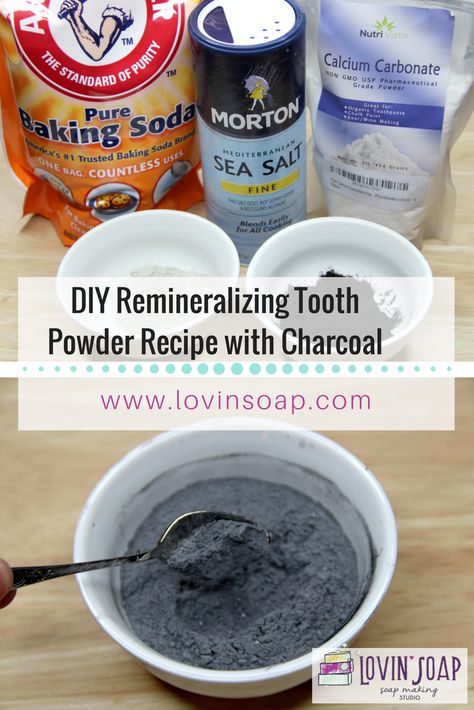 DIY Remineralizing Tooth Powder Recipe with Charcoal Tooth Powder Recipe, Remineralizing Tooth Powder, Natural Teeth Whitening Diy, Diy Toothpaste, Toothpaste Recipe, Soap Studio, Homemade Toothpaste, Bath Stuff, Oil Cleansing