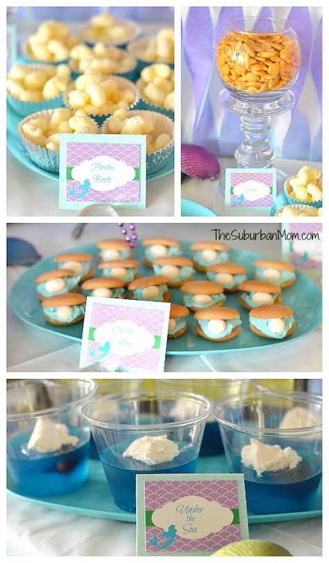 The Little Mermaid Ariel Birthday Party ~ Ideas, Food, Crafts and More Oyster Cookies, Mermaid Birthday Party Food, Mermaid Party Food, Ariel Birthday Party, The Little Mermaid Party, Ariel Party, Ariel Birthday, Sea Birthday Party, Mermaid Theme Party