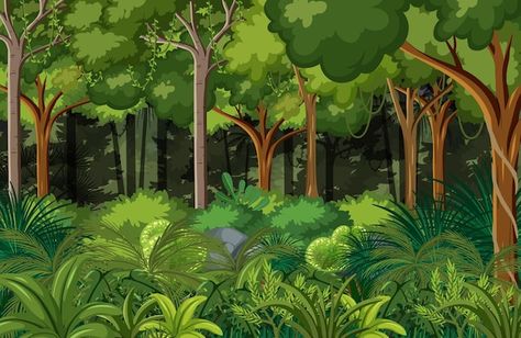 Nature forest landscape background | Free Vector #Freepik #freevector #tree-clip-art #wild-background #cartoon-tree #forest-drawing Empty Background, Forest Cartoon, Background Tree, Vector Nature, Background Nature, Deer Silhouette, Forest Background, Park Landscape, Summer Illustration