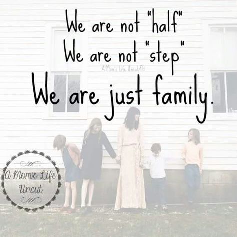 I have always taken this stance and tried to teach our children we are just one family. No half brother, no half sister. Just siblings together as one family.   Bio-mom....not so much. She is more focused on diving us. Controlling the kids and destroying that "we are all one family" idea.   One day we will be together again. I hope. Bio Mom, Sibling Quotes, Step Siblings, Half Siblings, Family Circus, Parental Alienation, Toxic Family, Blended Family, Negative People