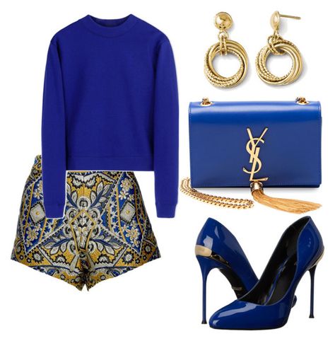 "Gold ocean" by kamiren ❤ liked on Polyvore featuring Acne Studios, Roberto Cavalli and Yves Saint Laurent Elegant Outfit Classy, Sassy Outfit, Womens Business Casual, Mode Inspiration, Roberto Cavalli, Coco Chanel, Elegant Outfit, Blue Shoes, Luxury Outfits