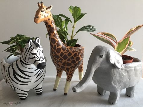 Cute Pots For Plants Diy, Elephant Planter Diy, Diy Animal Decor, Clay Elephant Diy, Diy Anthropologie, Modern Decorations, Elephant Planters, Anthropologie Inspired, Garden Home Decor