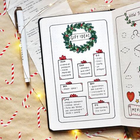 Bullet Journal Christmas Gift List, Bullet Journal Christmas, December Bullet Journal, Journal Christmas, Bullet Journel, Bullet Journal Set Up, Creating A Bullet Journal, Bullet Journal Hacks, Bullet Planner